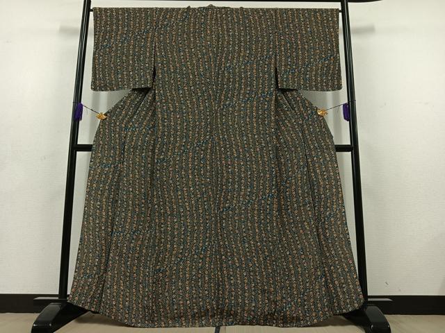 平和屋着物▽上質な小紋 単衣 立涌花文 正絹 逸品 AABD6072jh