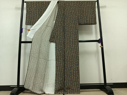 平和屋着物▽上質な小紋 単衣 立涌花文 正絹 逸品 AABD6072jh