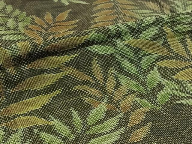 平和屋着物▽本場大島紬　単衣　草葉文　正絹　逸品　AABD6073jh