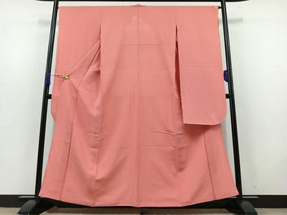 平和屋着物＊夏物 振袖 色無地 甚三紅色 正絹 逸品 AABD6074jh