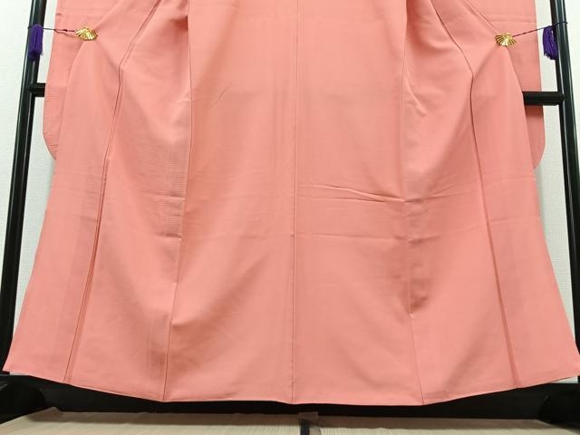 平和屋着物＊夏物 振袖 色無地 甚三紅色 正絹 逸品 AABD6074jh