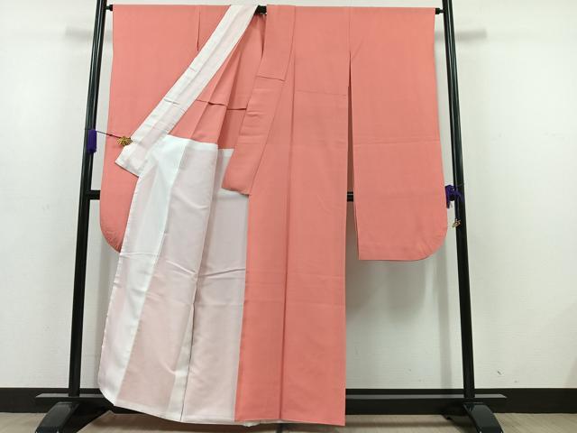 平和屋着物＊夏物 振袖 色無地 甚三紅色 正絹 逸品 AABD6074jh