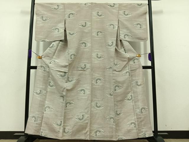 平和屋着物▽上質な紬 単衣 舞花文 正絹 逸品 AABD6075jh