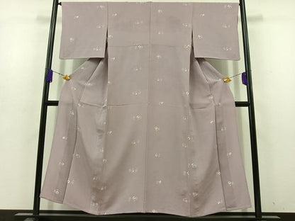平和屋着物▽上質な小紋　単衣　成り物　正絹　逸品　AABD6077jh