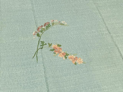 平和屋着物▽訪問着 単衣 総刺繍 草花文 金糸 正絹 逸品 AABD6078jh
