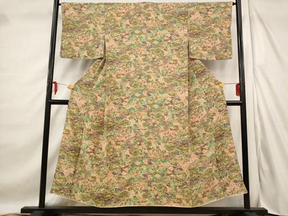平和屋着物■上質な小紋　風景草花文　正絹　逸品　AABD6141st