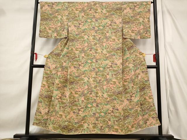 平和屋着物■上質な小紋　風景草花文　正絹　逸品　AABD6141st
