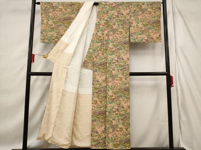 平和屋着物■上質な小紋　風景草花文　正絹　逸品　AABD6141st