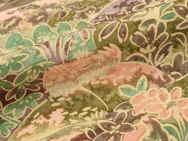 平和屋着物■上質な小紋　風景草花文　正絹　逸品　AABD6141st