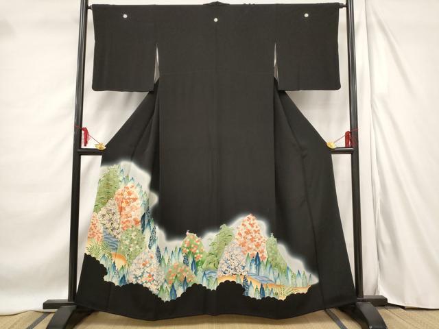 平和屋着物■豪華黒留袖 遠山花文 暈し染め 金彩 正絹 逸品 AABD6149st