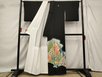平和屋着物■豪華黒留袖 遠山花文 暈し染め 金彩 正絹 逸品 AABD6149st