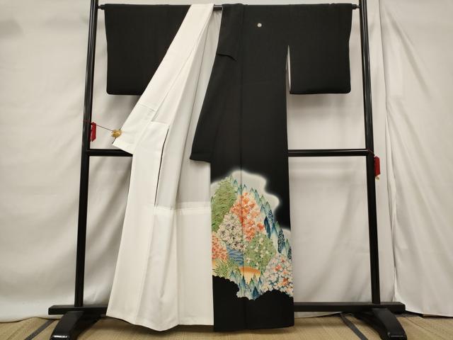 平和屋着物■豪華黒留袖 遠山花文 暈し染め 金彩 正絹 逸品 AABD6149st