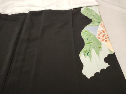 平和屋着物■豪華黒留袖 遠山花文 暈し染め 金彩 正絹 逸品 AABD6149st
