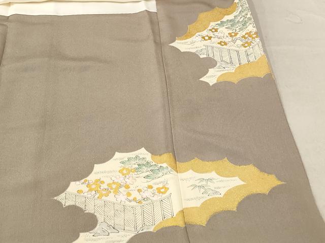 平和屋着物■色無地 雲取り風景花文 金彩 洗える着物 AABD6157st