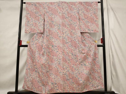 平和屋着物■小紋 道長風景花鳥文 洗える着物 AABD6163st