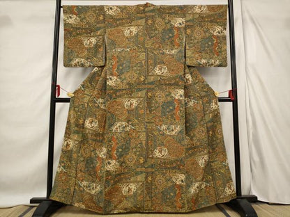 平和屋着物■上質な小紋　人物風景更紗花文　正絹　逸品　AABD6178st