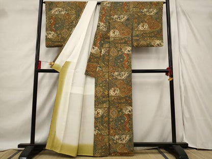 平和屋着物■上質な小紋　人物風景更紗花文　正絹　逸品　AABD6178st