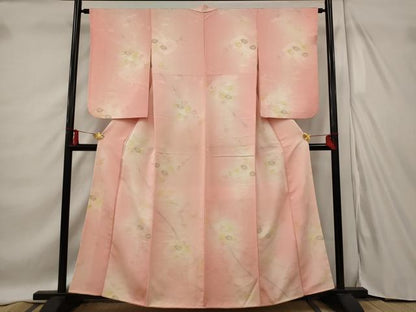 平和屋着物■上質な小紋　流水草花文　暈し染め　金糸　正絹　逸品　AABD6184st