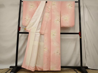 平和屋着物■上質な小紋　流水草花文　暈し染め　金糸　正絹　逸品　AABD6184st