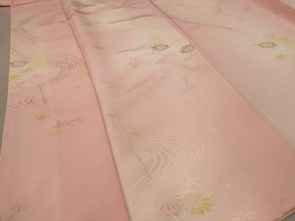 平和屋着物■上質な小紋　流水草花文　暈し染め　金糸　正絹　逸品　AABD6184st