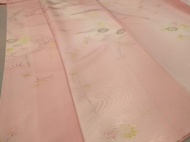 平和屋着物■上質な小紋　流水草花文　暈し染め　金糸　正絹　逸品　AABD6184st