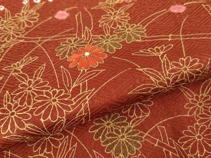 平和屋着物●訪問着 絞り 刺繍 流水枝花文 金彩 正絹 逸品 未使用 AABD6205cs