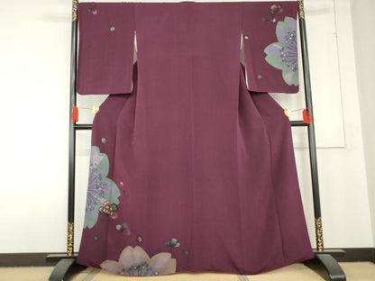 平和屋着物●訪問着 舞花文 金彩 鬼しぼ縮緬 正絹 逸品 AABD6219cs