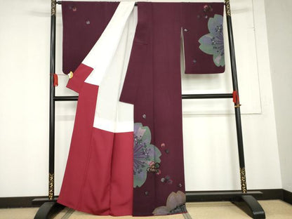 平和屋着物●訪問着 舞花文 金彩 鬼しぼ縮緬 正絹 逸品 AABD6219cs