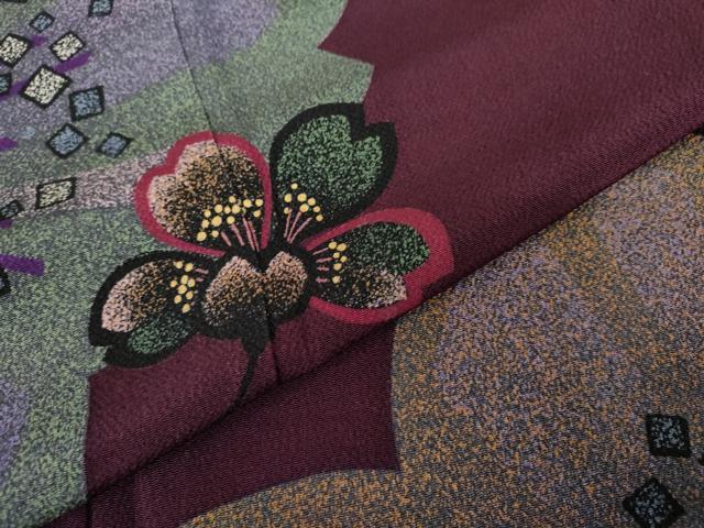 平和屋着物●訪問着 舞花文 金彩 鬼しぼ縮緬 正絹 逸品 AABD6219cs