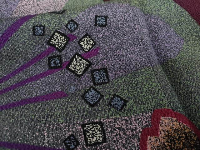 平和屋着物●訪問着 舞花文 金彩 鬼しぼ縮緬 正絹 逸品 AABD6219cs