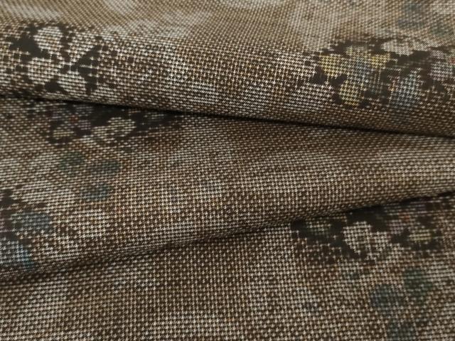 平和屋着物○本場大島紬 泥染 カタス7マルキ 枝花文 正絹 逸品