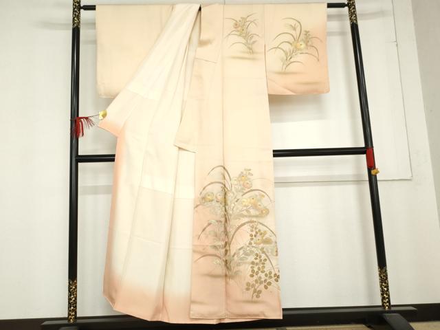 平和屋着物●金彩友禅 卓越技能者・名工・和田光正 訪問着 枝花文 暈し染め 金銀彩 正絹 逸品 AABD6227cs
