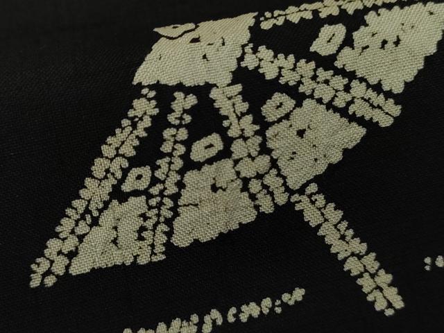 平和屋着物●訪問着　紬地　番傘　黒地　正絹　逸品　AABD6240cs