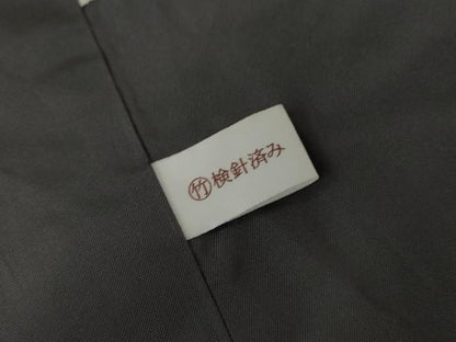 平和屋着物●訪問着　紬地　番傘　黒地　正絹　逸品　AABD6240cs