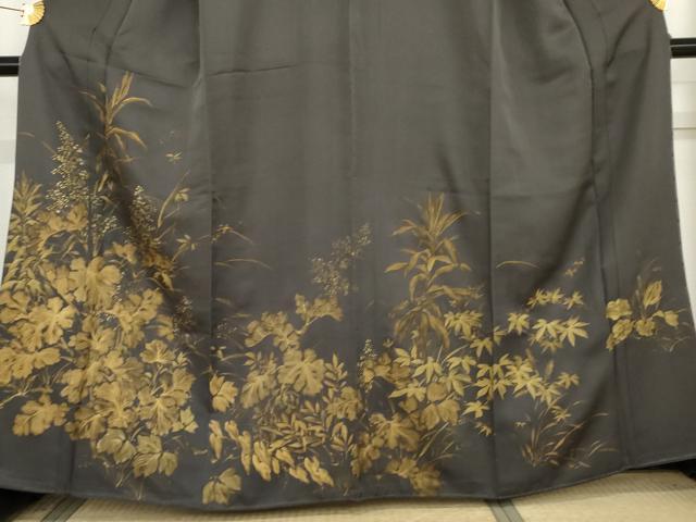 平和屋着物●訪問着 手描き 枝葉文 金彩 正絹 逸品 AABD6242cs