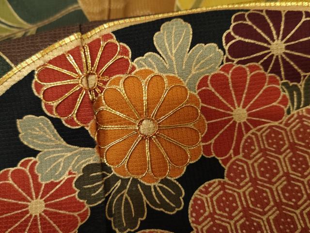 平和屋着物○豪華振袖 駒刺繍 地紙花文 金彩 ロング丈 正絹