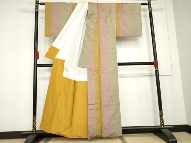 平和屋着物●上質な紬　間道　正絹　逸品　AABD6273cs