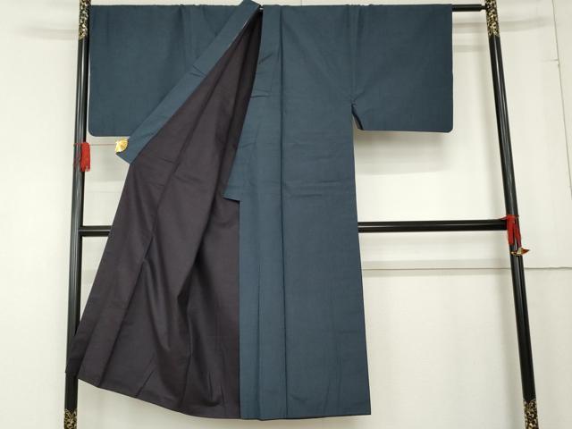 平和屋着物●男性　紬　アンサンブル　格子　正絹　逸品　AABD6276cs
