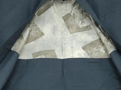 平和屋着物●男性　紬　アンサンブル　格子　正絹　逸品　AABD6276cs