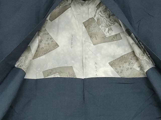 平和屋着物●男性　紬　アンサンブル　格子　正絹　逸品　AABD6276cs