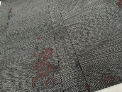 平和屋着物＃羽織　本場大島紬　草花文　黒地　正絹　逸品　未使用　AABD6285cs