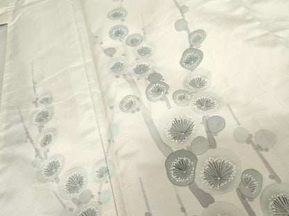 平和屋着物●訪問着 紬地 作家物 手描き 槍梅 正絹 逸品 AABD6307cs