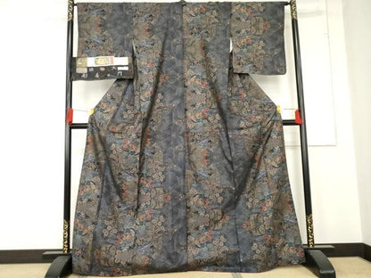 平和屋着物●都喜ヱ門　本場大島紬　泥染　手織　カタス9マルキ　藤式部　証紙付き　藤絹織物謹製　正絹　逸品　AABD6309cs