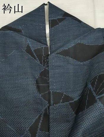 平和屋着物●本場大島紬　一元絣　舞扇文　黒地　正絹　逸品　AABD6310cs