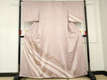 平和屋着物●訪問着 絞り 刺繍 枝花文 金糸 金彩 やまと誂製 正絹 逸品 AABD6314cs