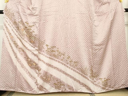 平和屋着物●訪問着 絞り 刺繍 枝花文 金糸 金彩 やまと誂製 正絹 逸品 AABD6314cs