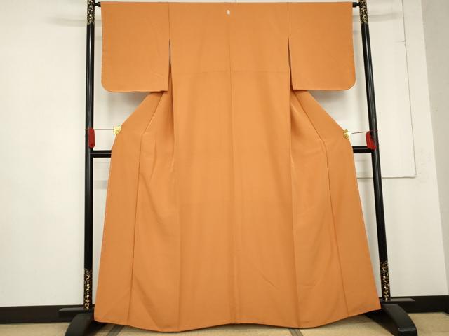 平和屋着物●上質な色無地 密柑色 正絹 逸品 AABD6321cs