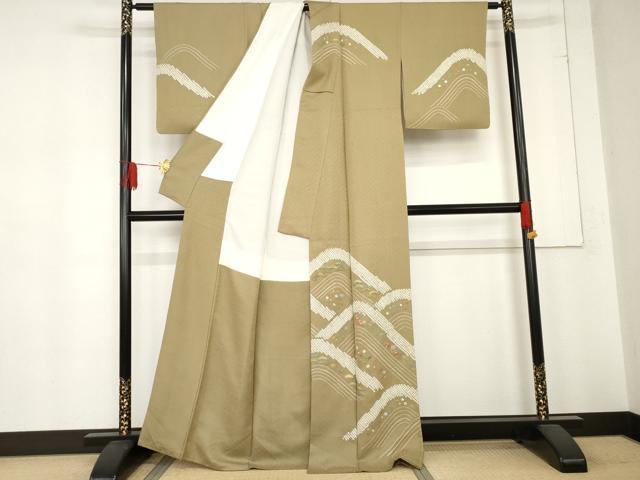 平和屋着物●訪問着 絞り 刺繍 重ね山松竹梅花文 金彩 正絹 逸品 AABD6329cs