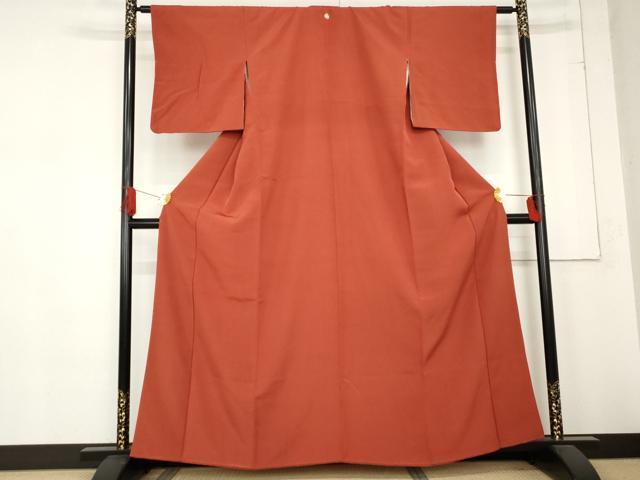 平和屋着物●上質な色無地　樺色　正絹　逸品　AABD6333cs