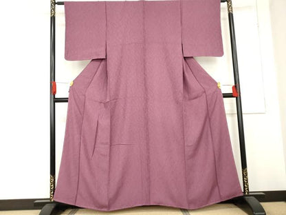 平和屋着物●上質な色無地　梅紫色　正絹　逸品　AABD6335cs